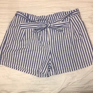 Blue and White Striped Shorts